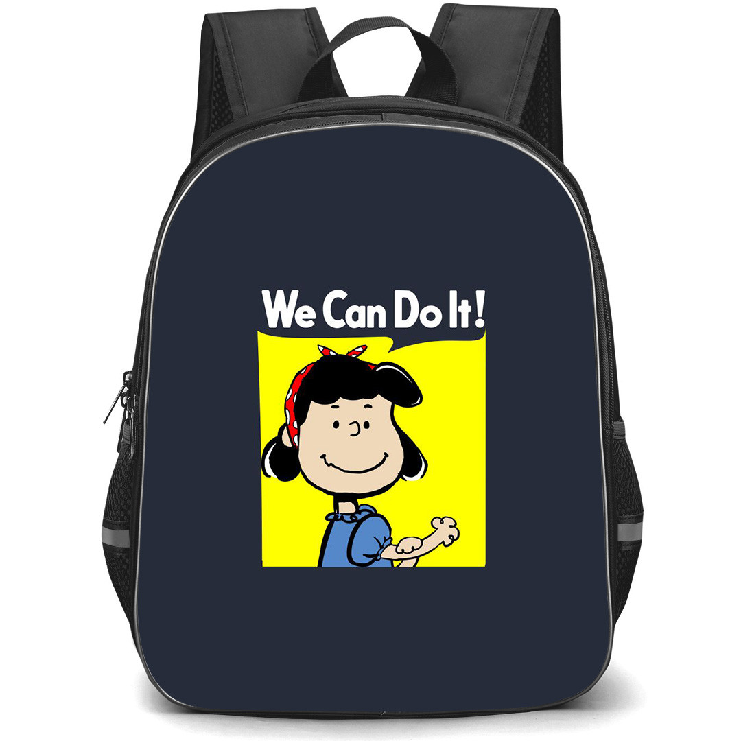 Snoopy Lucy School Backpack StudentPack - Lucy We Can Do It Poster In Navy Background