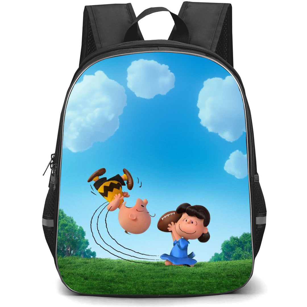 Snoopy School Backpack StudentPack - Lucy And Charlie Playing Football 3d