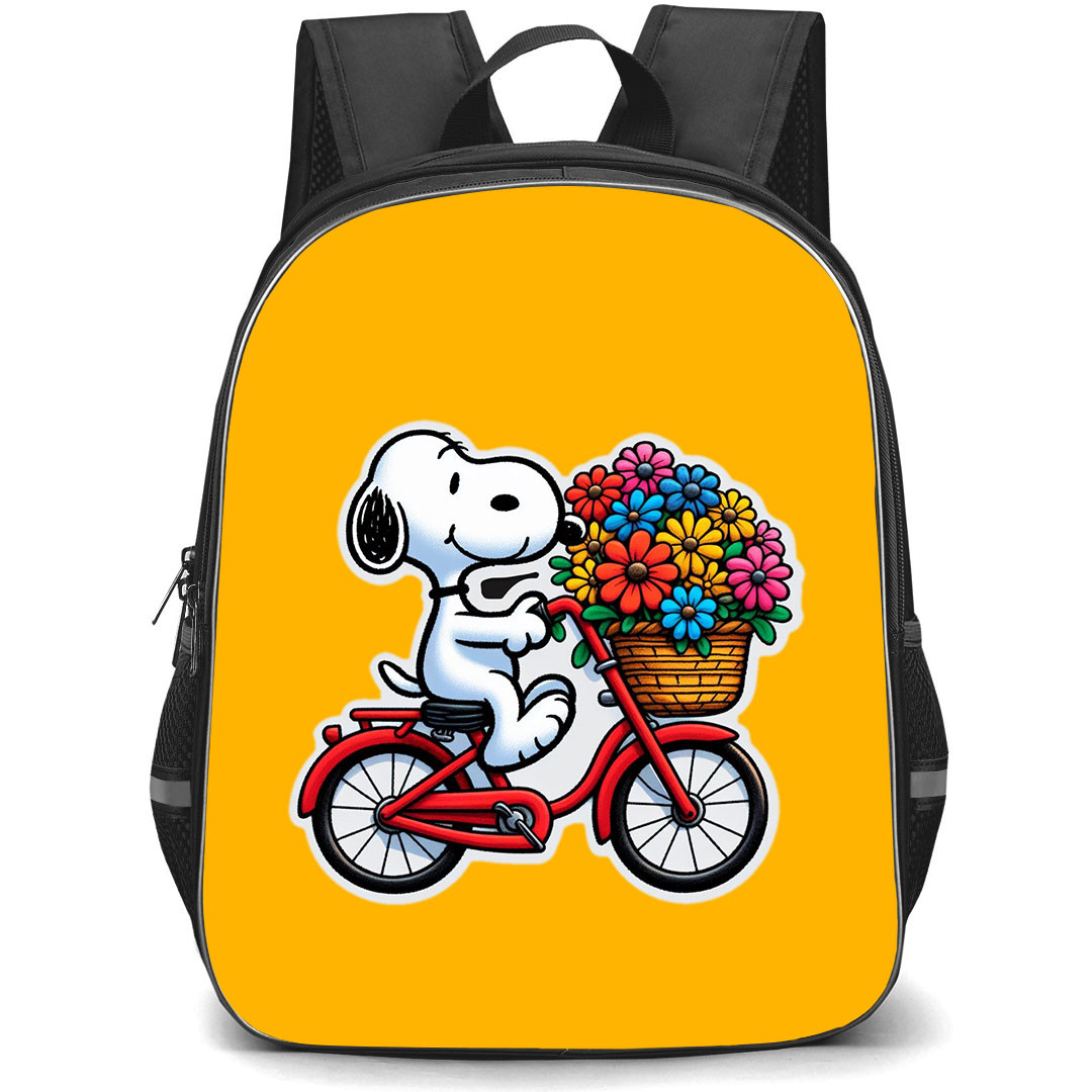 Snoopy School Backpack StudentPack - Riding Bike Flower Sticker