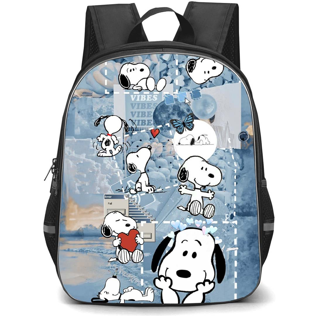 Snoopy School Backpack StudentPack - Vibes Collage In Blue Background