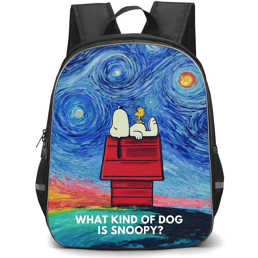 Snoopy School Backpack StudentPack - Woodstock And Snoopy Laying Down In Starry Night Background