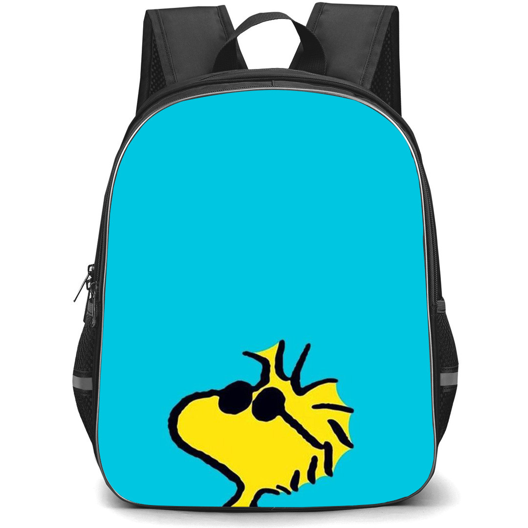Snoopy Woodstock School Backpack StudentPack - Woodstock Glasses Portrait In Sky Blue Background