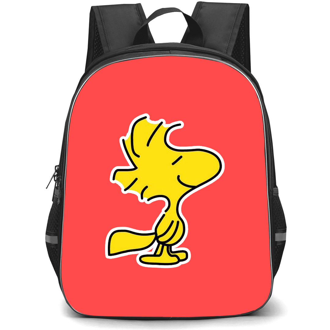 Snoopy Woodstock School Backpack StudentPack - Woodstock Portrait Sticker On Red Background
