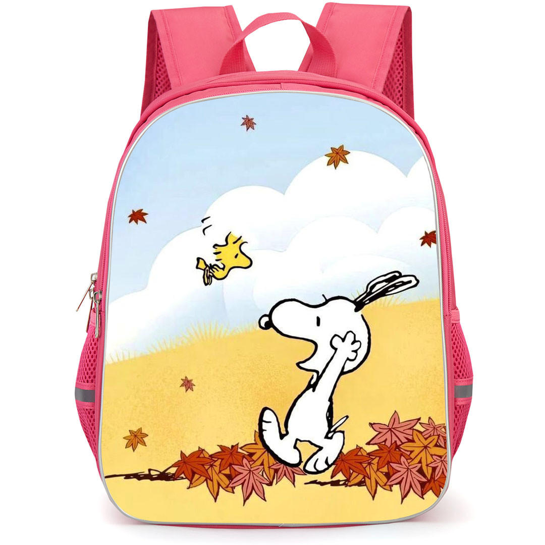 Snoopy School Backpack StudentPack - Woodstock And Snoopy Running In Leaves