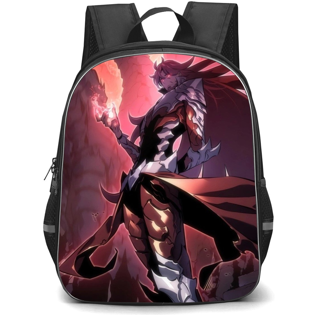 Solo Leveling Antares Backpack StudentPack - Antares Side Portrait Dragons Background