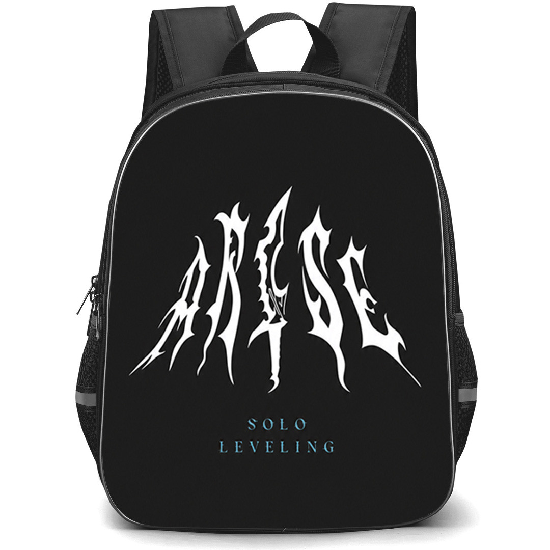 Solo Leveling Arise Backpack School Bag StudentPack - Arise Minimalist Logo On Black Background