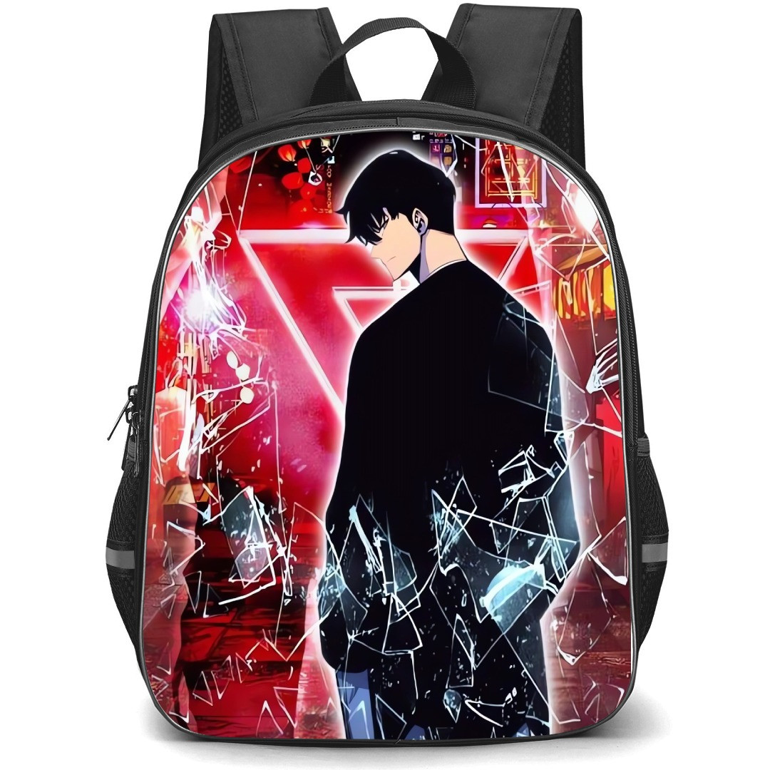Solo Leveling Sung Jinwoo Backpack StudentPack - Sung Jinwoo Broken Glass Collage