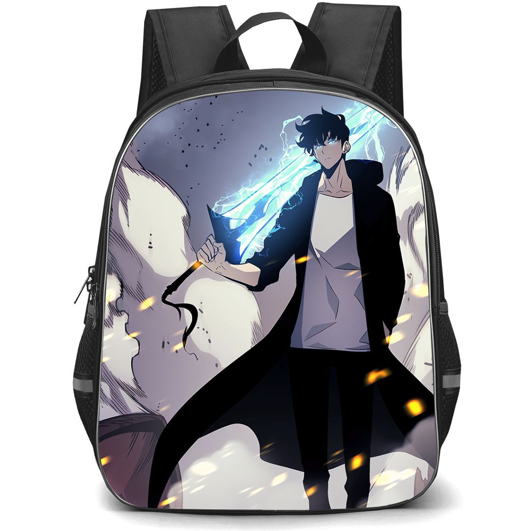 Solo Leveling Sung Jinwoo Backpack StudentPack - Sung Jinwoo Holding Sword Illustration