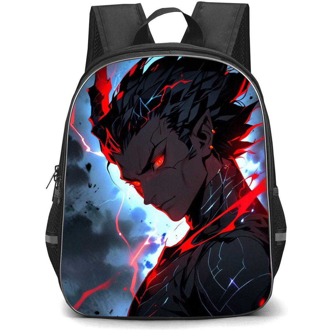 Solo Leveling Sung Jinwoo Backpack StudentPack - Sung Jinwoo Side Anime Art On Dark Sky