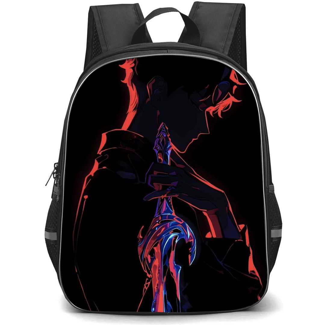 Solo Leveling Sung Jinwoo Backpack StudentPack - Sung Jinwoo Silhouette Anime Art On Black Background