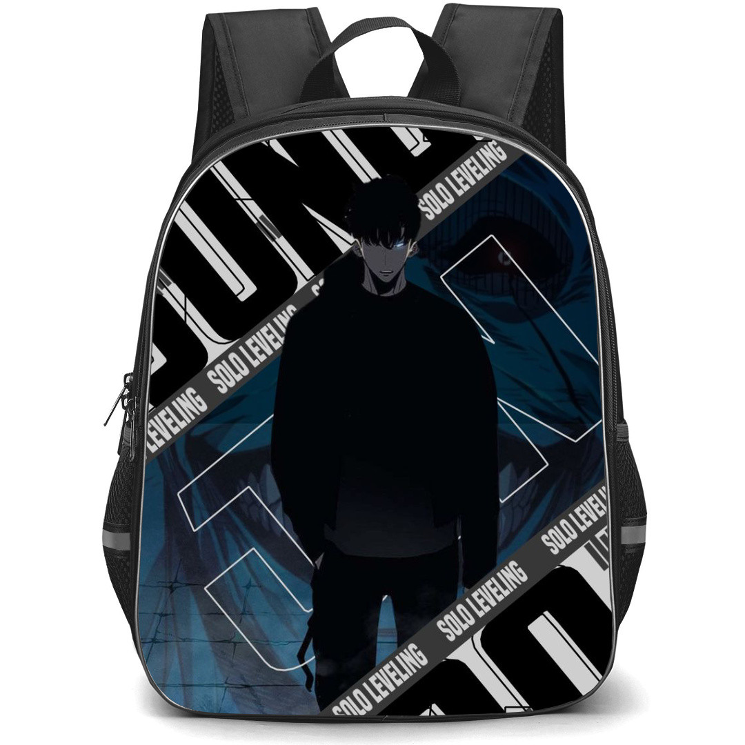 Solo Leveling Sung Jinwoo Backpack StudentPack - Sung Jinwoo Standing On Word Art Background