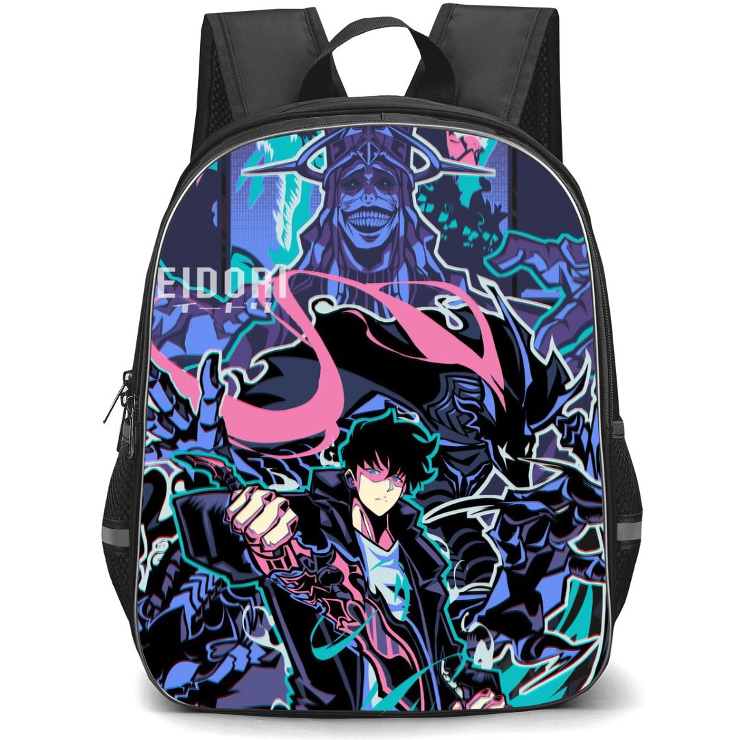 Solo Leveling Sung Jinwoo Backpack StudentPack - Sung Jinwoo And Statue Of God Comic Art