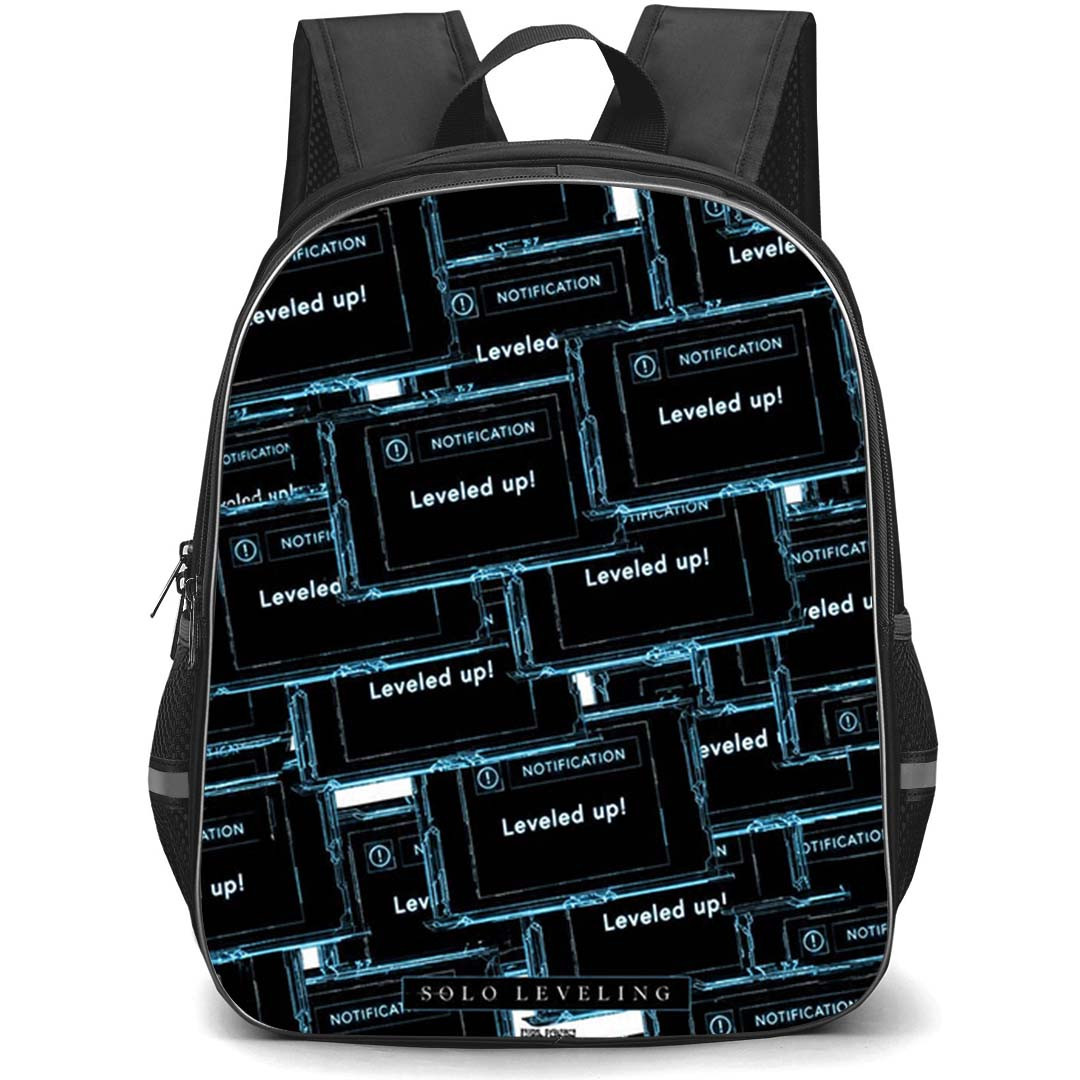 Solo Leveling Backpack School Bag StudentPack - Solo Leveling Level Up Interface Poster