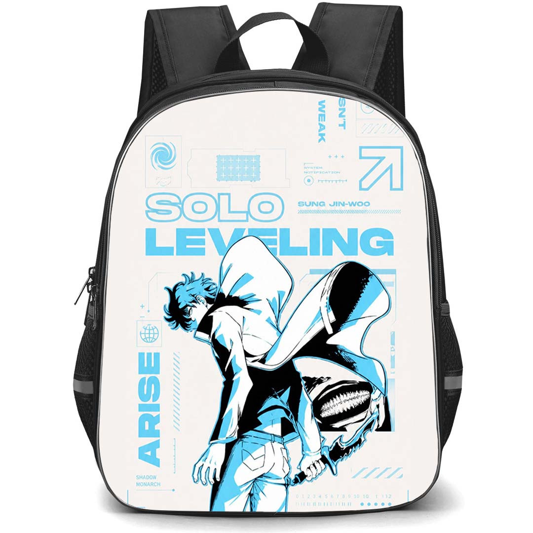 Solo Leveling Sung Jinwoo Backpack School Bag StudentPack - Sung Jinwoo Arise System Interface Poster