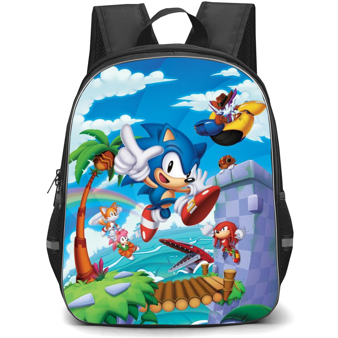 Sonic The Hedgehog School Backpack StudentPack - Characters Cartoon Art Island Background