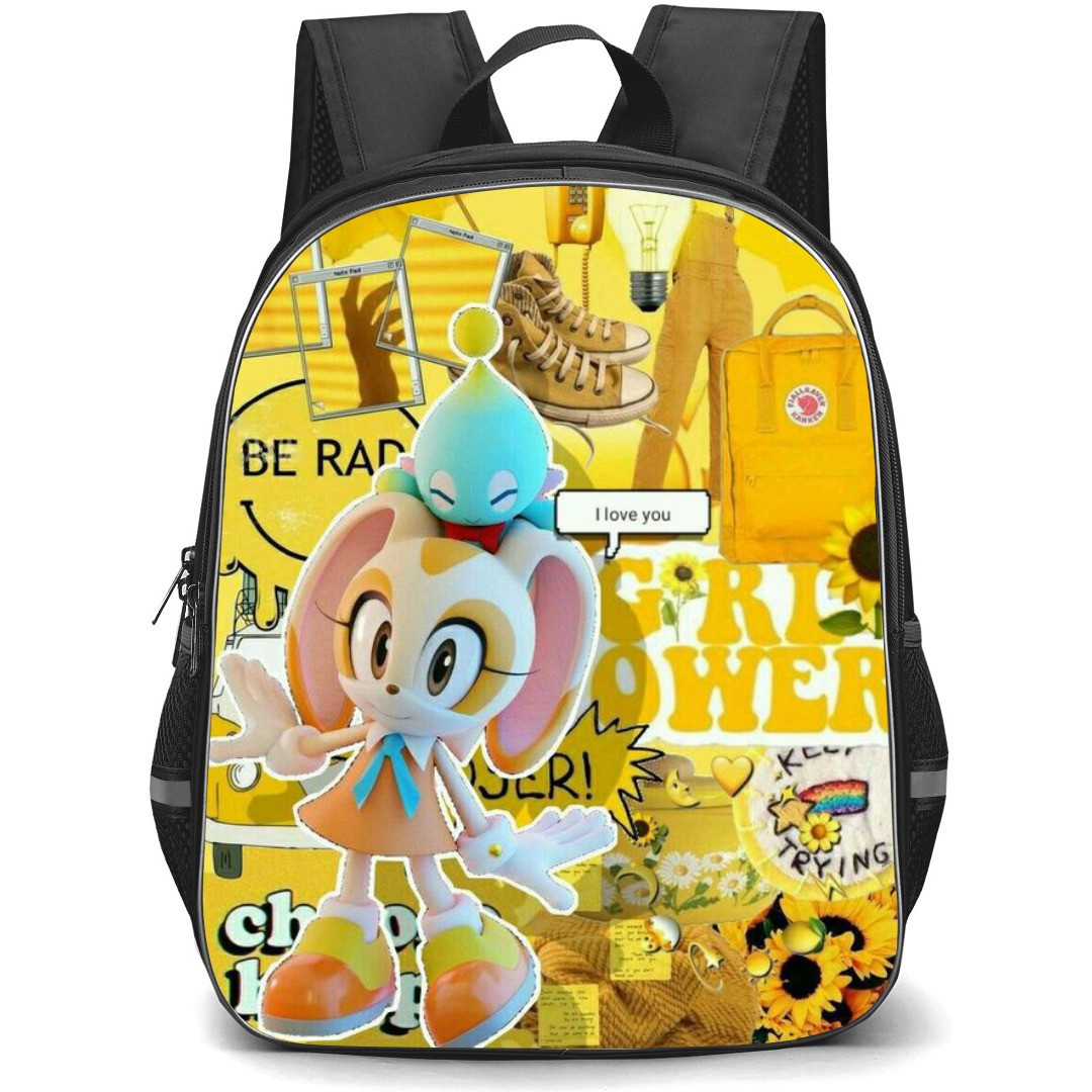 Sonic The Hedgehog Cream School Backpack StudentPack - Cream Collage Yellow Background