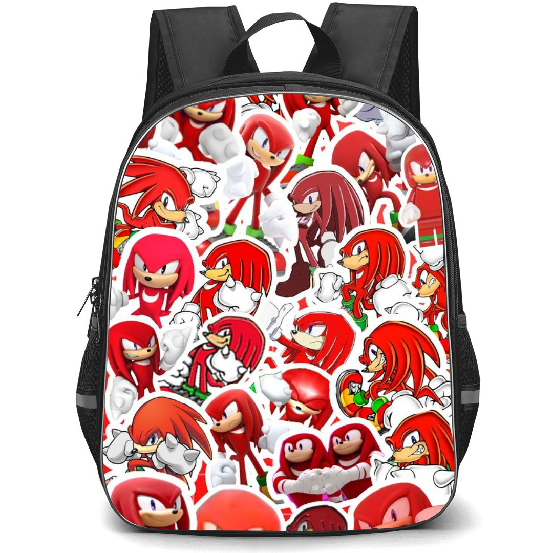 Sonic The Hedgehog Knuckles The Echidna School Backpack StudentPack - Knuckles The Echidna Sticker Art Collage