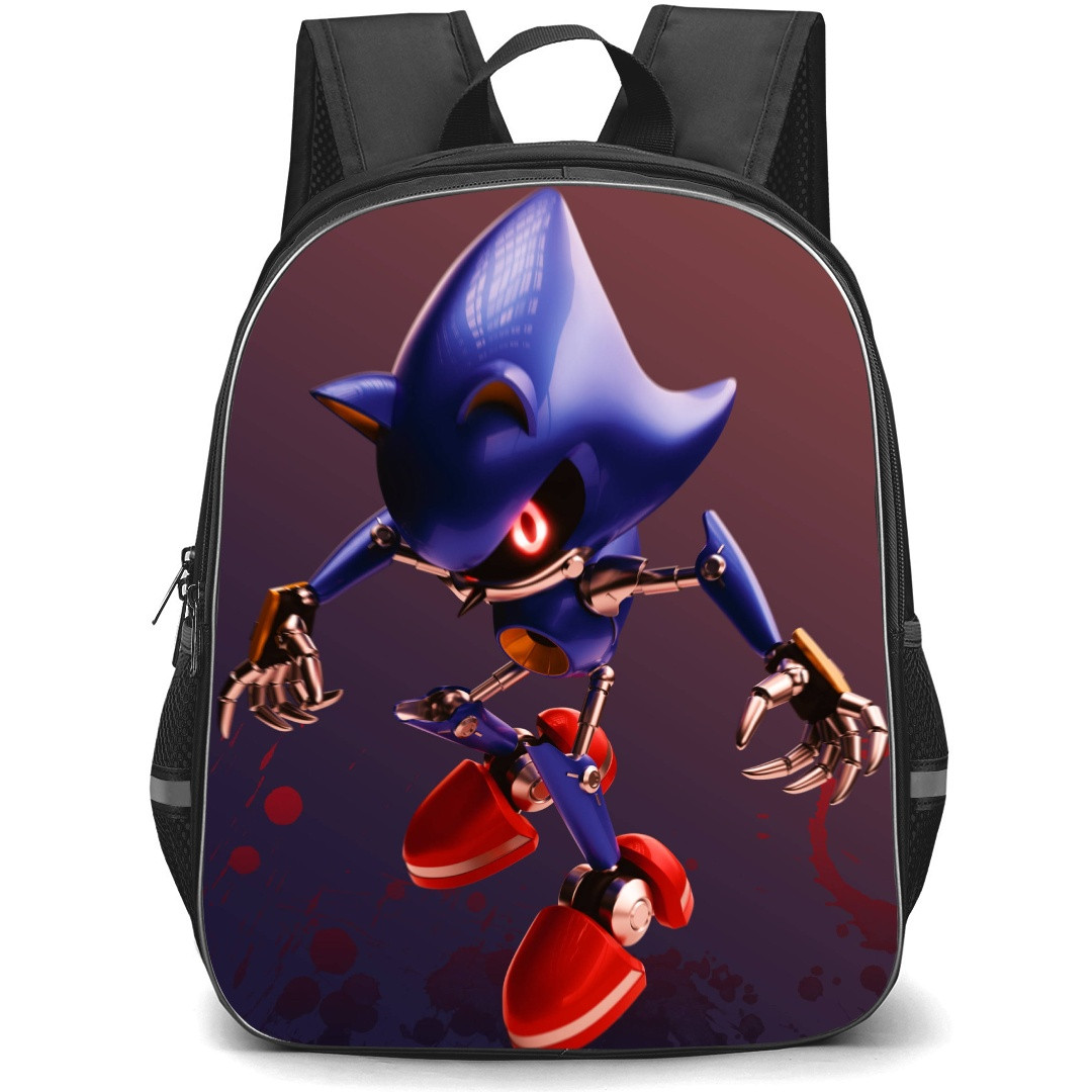 Sonic The Hedgehog Metal Sonic School Backpack StudentPack - Metal Sonic Character Art Blood Background