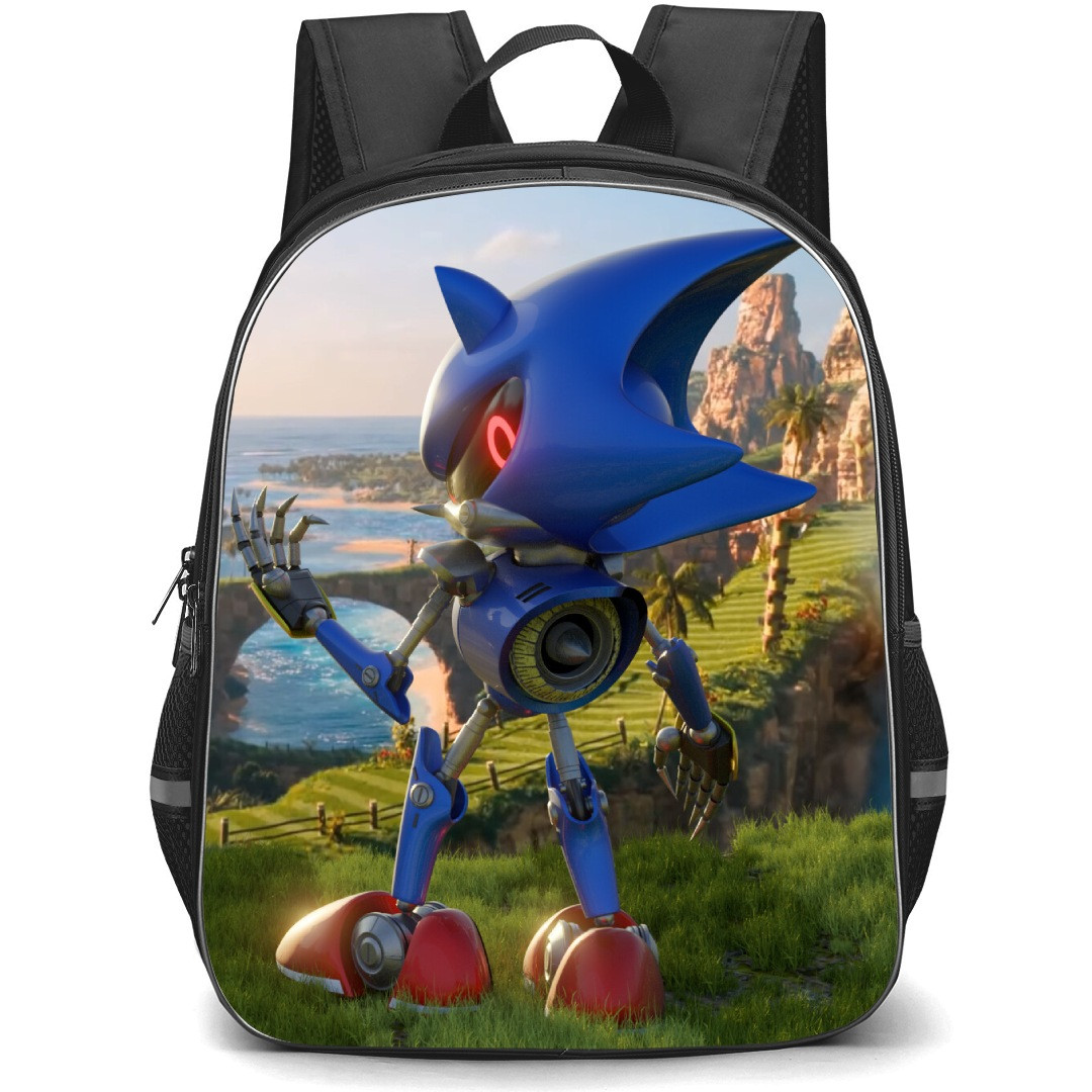 Sonic The Hedgehog Metal Sonic School Backpack StudentPack - Metal Sonic Illustration Mountain Background