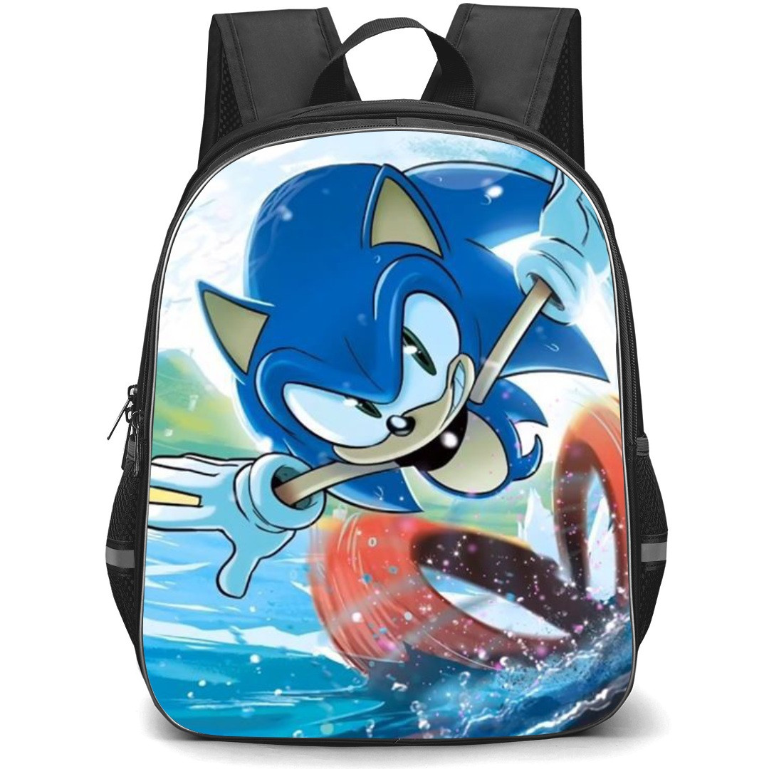 Sonic The Hedgehog School Backpack StudentPack - Sonic The Hedgehog Running on Water Illustration