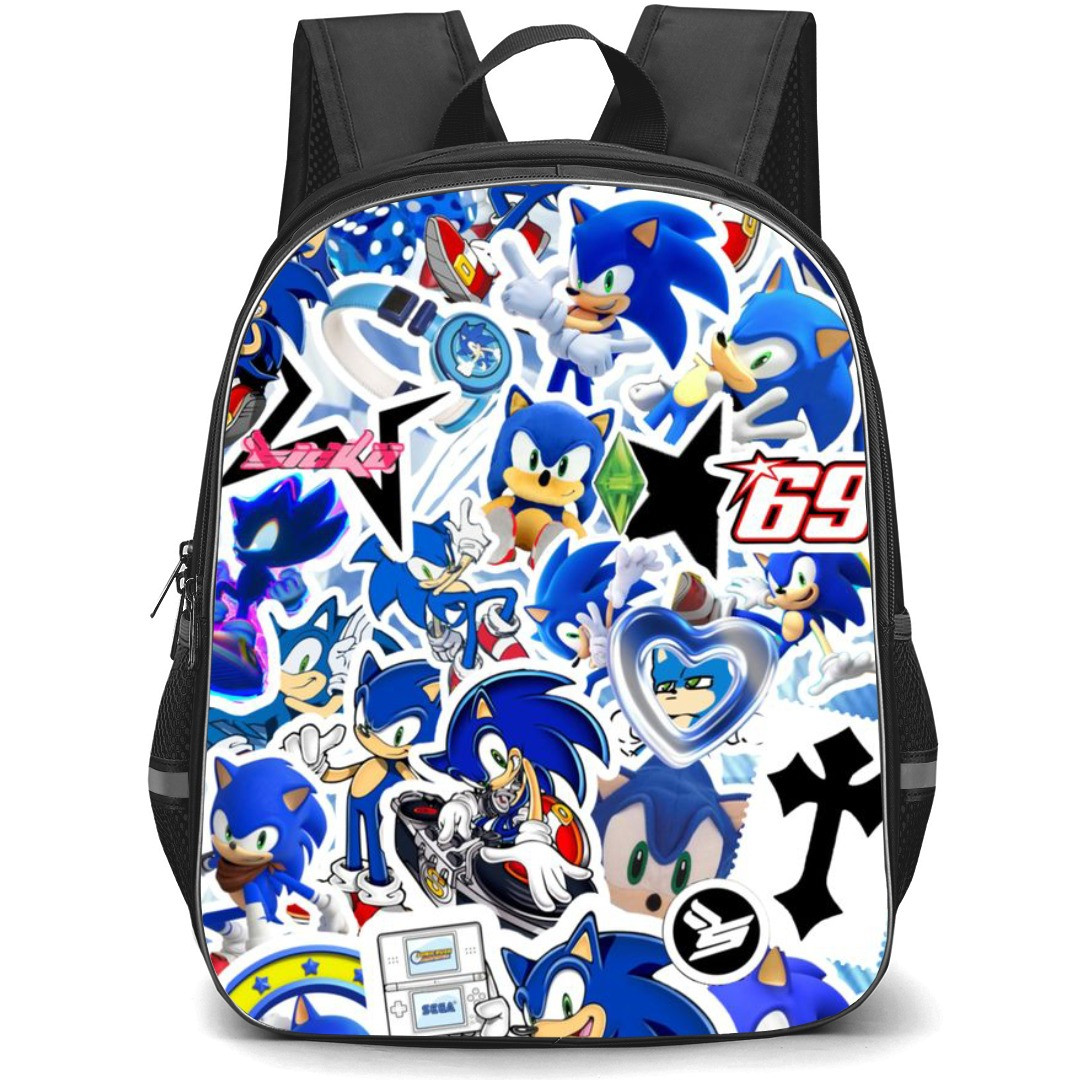 Sonic The Hedgehog School Backpack StudentPack - Sonic The Hedgehog Sticker Art Collage