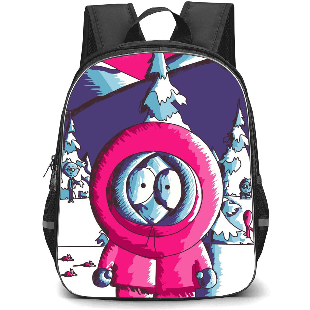 South Park Kenny McCormick School Backpack StudentPack - Kenny McCormick Grayscale Pink Color Splash Art