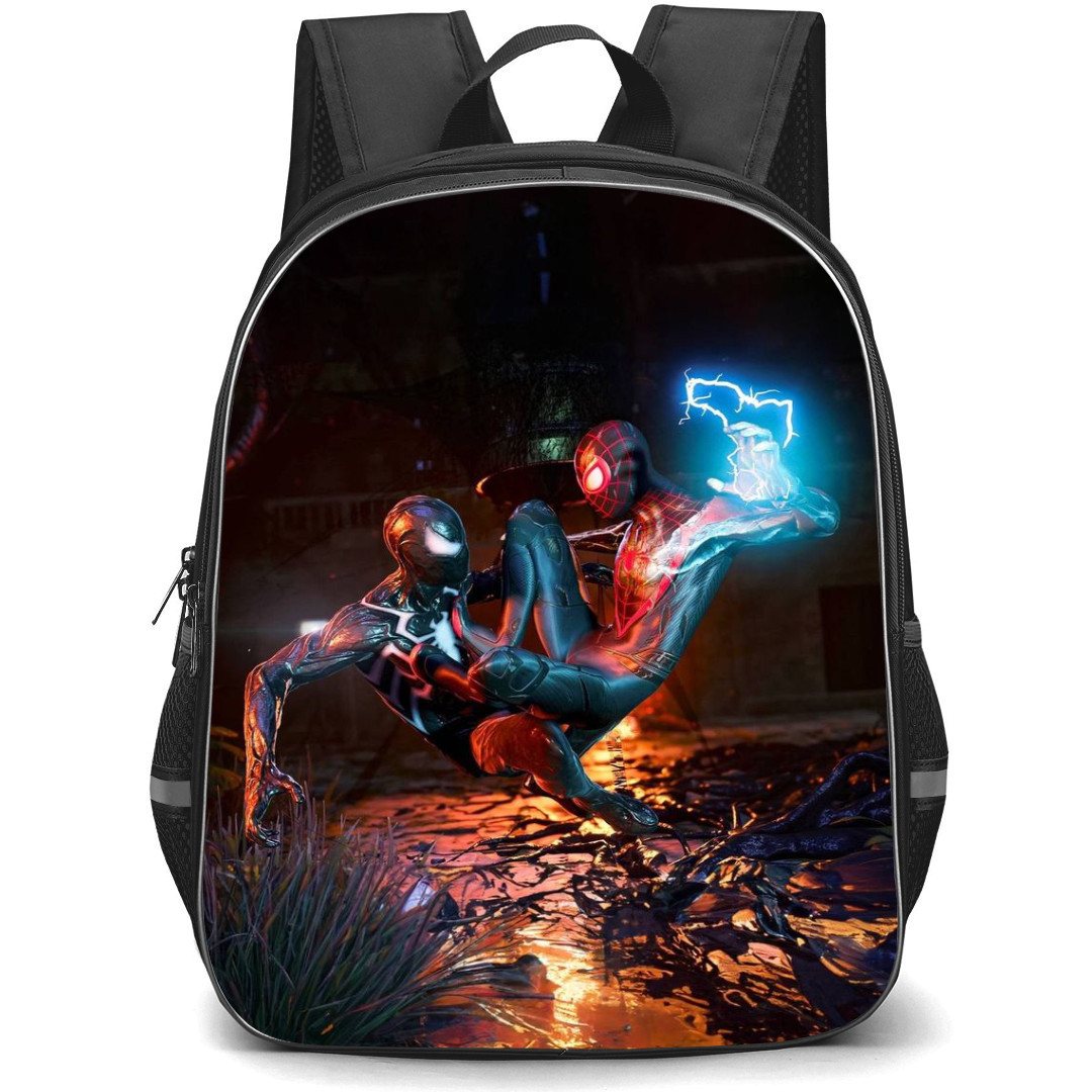 Spider man 2 Backpack StudentPack - Black Suit Peter And Miles Fighting