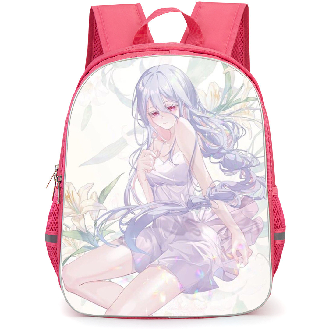 So I Am A Spider So What Shiraori Backpack StudentPack - Shiraori Sitting Anime Drawing On White Background