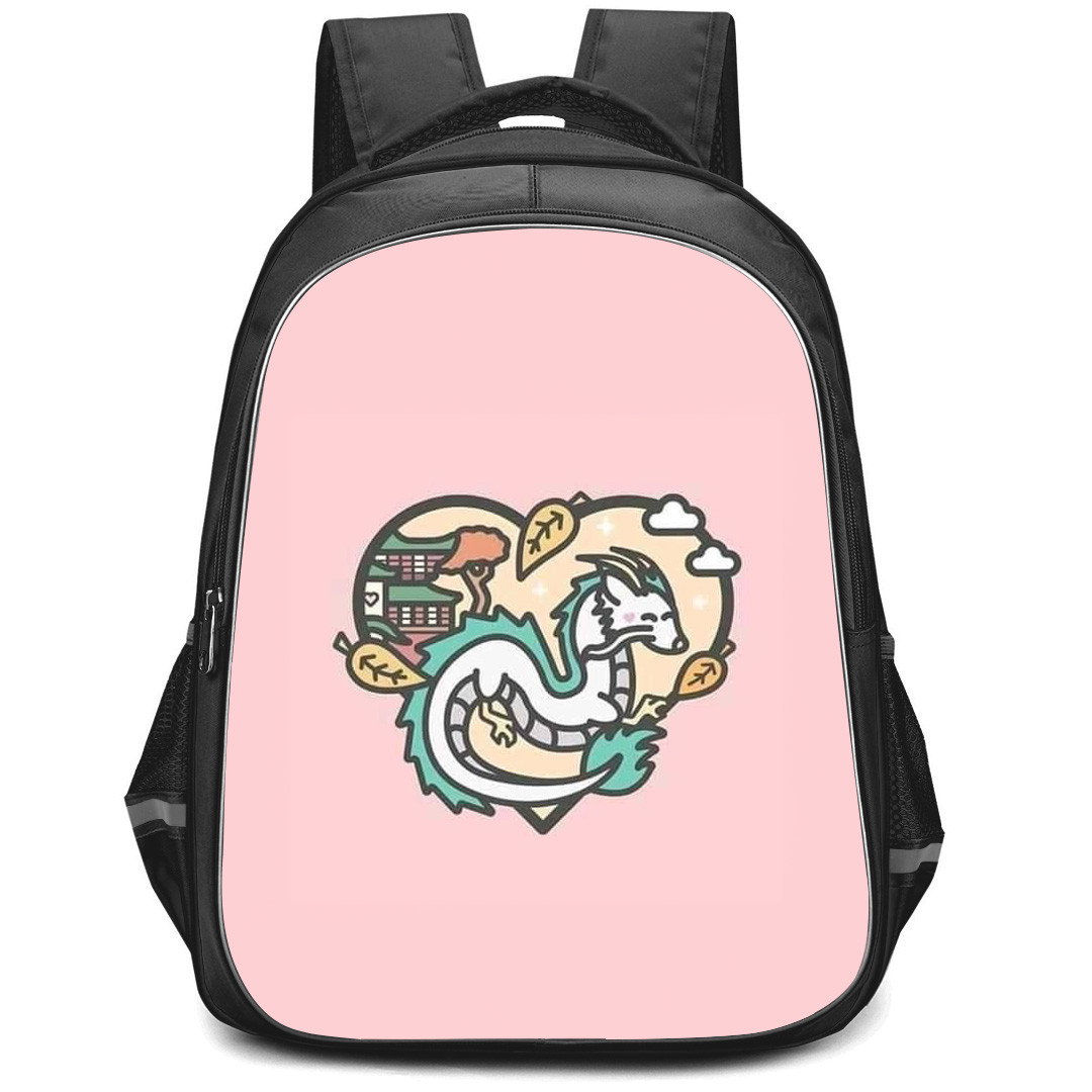 Spirited Away Haku Backpack StudentPack - Haku Illustration Art On Pink Background