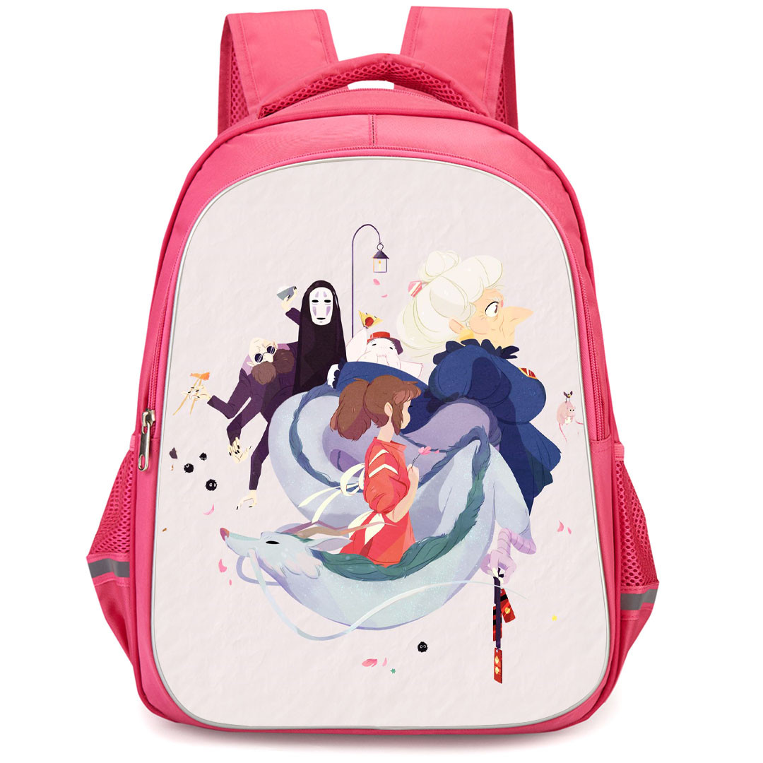 Spirited Away Backpack StudentPack - Spirited Away The Kohaku River Pink Background