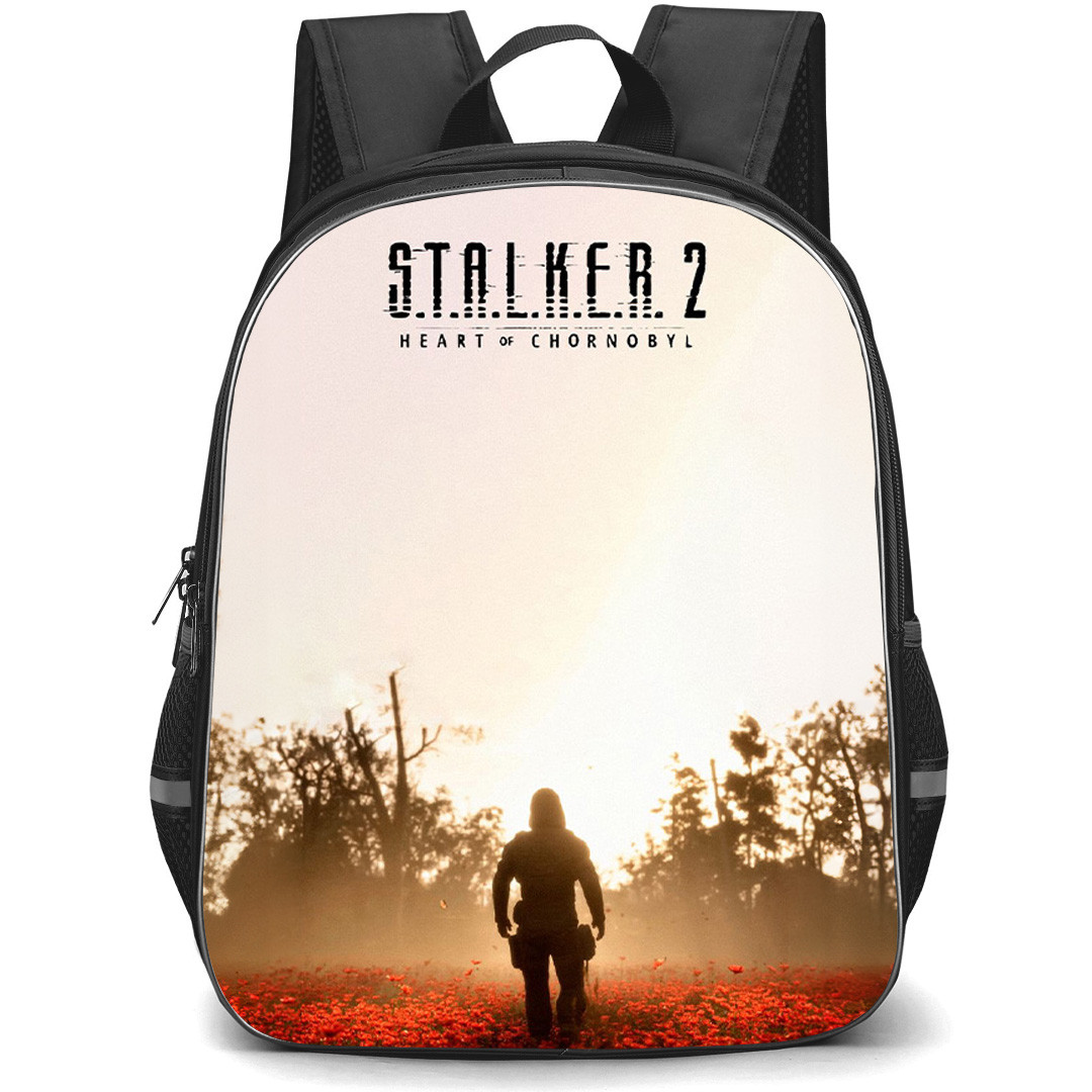 S.T.A.L.K.E.R. Backpack School Bag StudentPack - S.T.A.L.K.E.R. 2 Heart Of Chornobyl Lone Survivor Red Field Sunset Poster