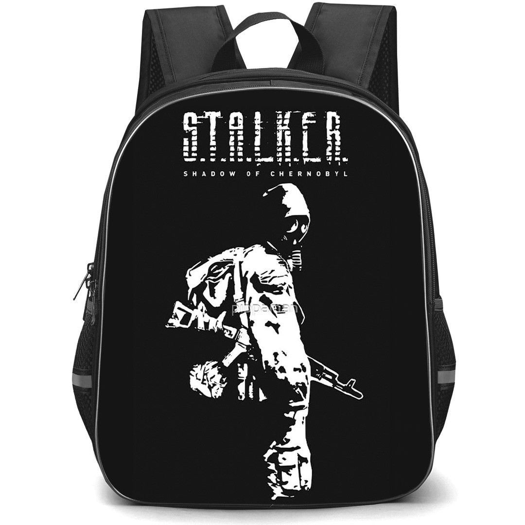 S.T.A.L.K.E.R. Backpack School Bag StudentPack - S.T.A.L.K.E.R. Shadow of Chernobyl Black & White Silhouette Art Poster