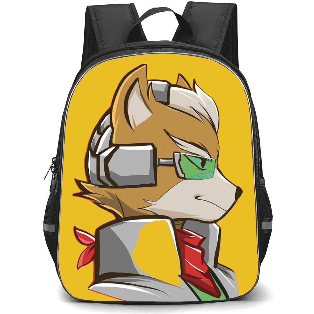 Star Fox Fox Backpack StudentPack - Fox Side Portrait Cartoon Art In Yellow Background