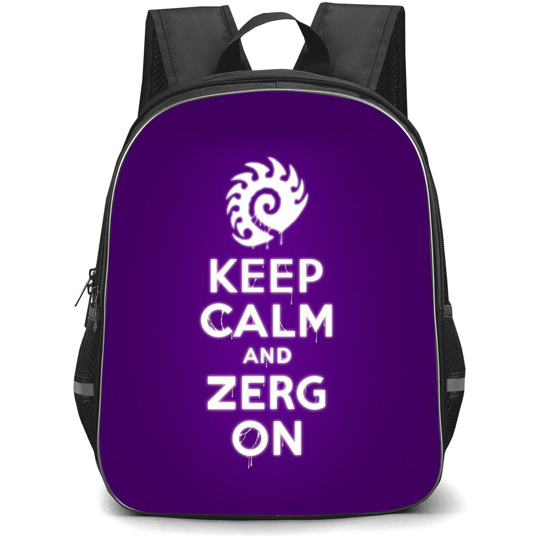 Starcraft Backpack School Bag StudentPack - Starcraft Keep Calm And Zerg On Phrase Poster