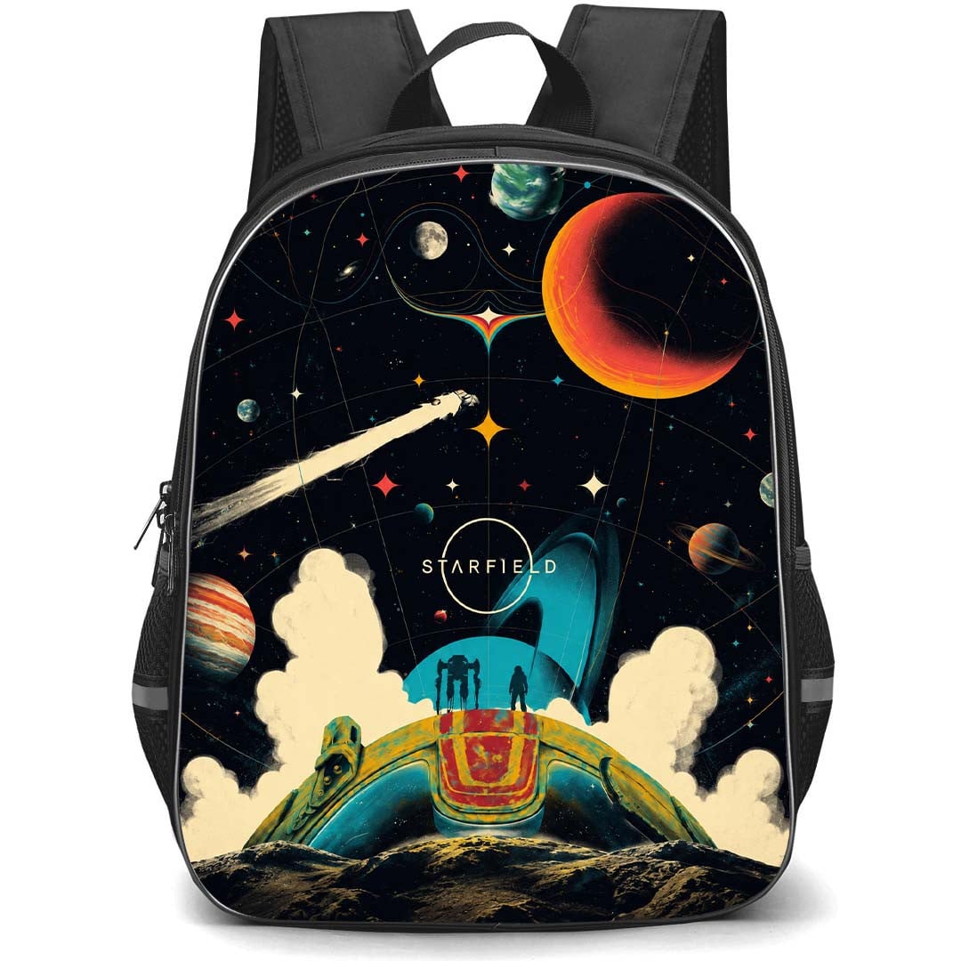 Starfield Backpack School Bag StudentPack - Starfield Space Silhouette Comic Art Poster