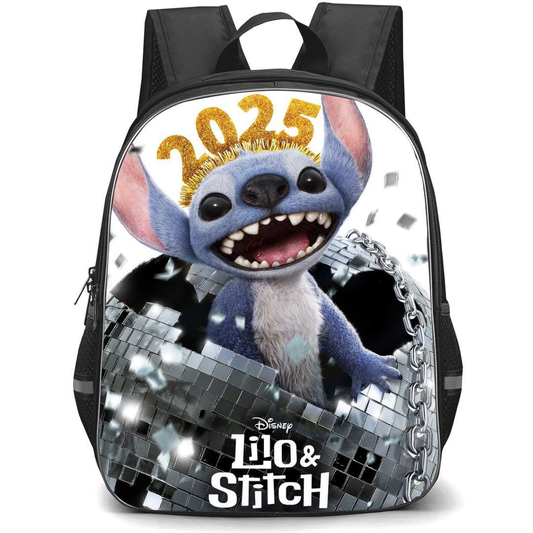 Lilo & Stitch Backpack StudentPack - Stitch Hatch Out from a Disco Ball Whte Background