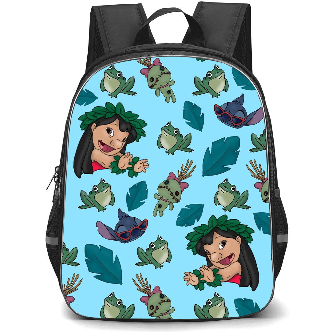 Lilo & Stitch Lilo Backpack StudentPack - Lilo Frog And Leaf Pattern Art