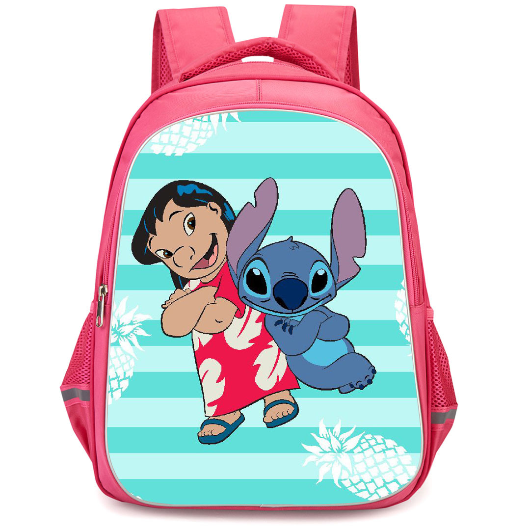 Lilo & Stitch Backpack StudentPack - Lilo And Stitch Portrait On Green Stripe Background