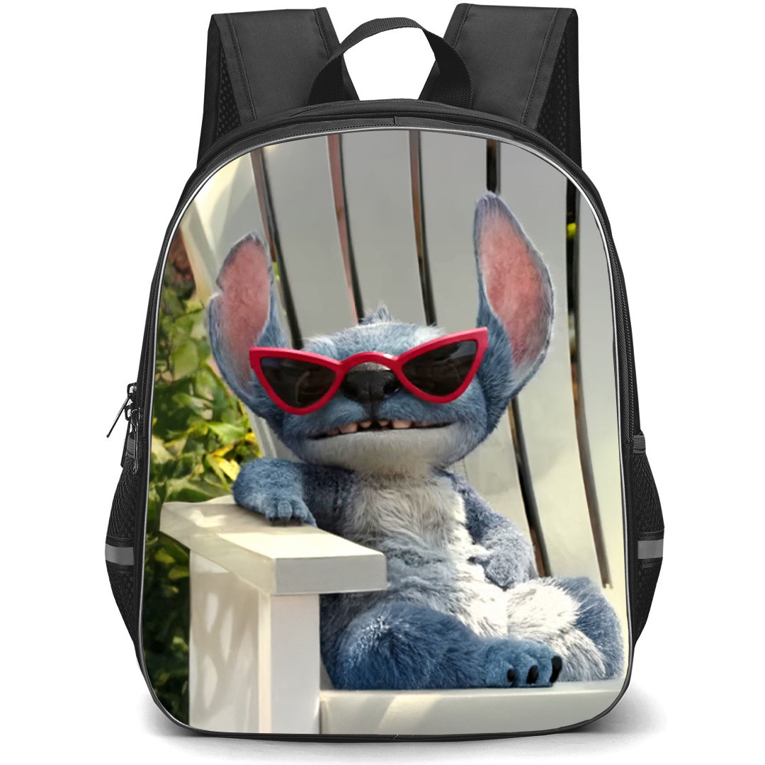Lilo & Stitch Backpack StudentPack - Stitch Sitting on Bench with Sun Glasses