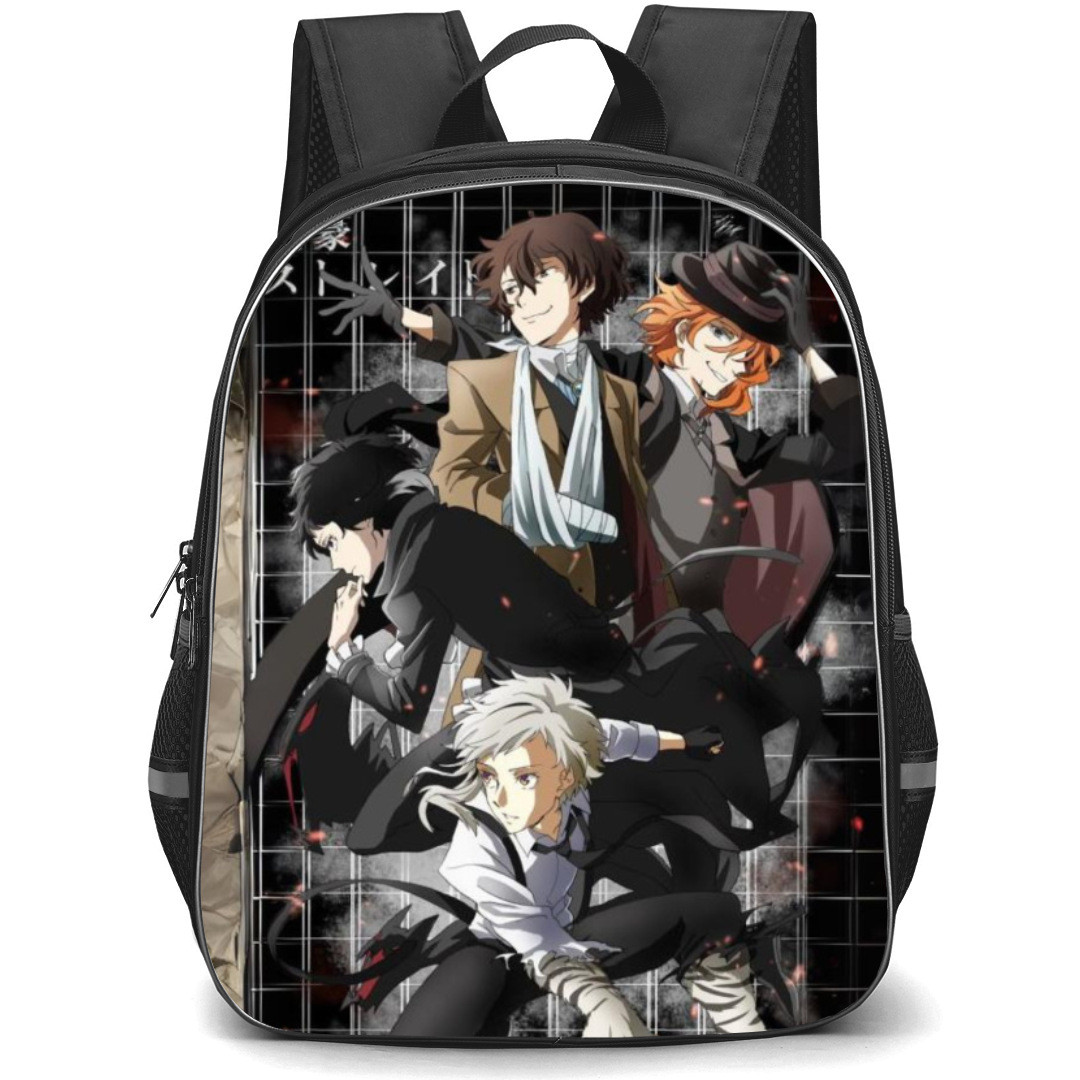 Bungo Stray Dogs Backpack Student Pack - Characters Fierce Poster On Black Background