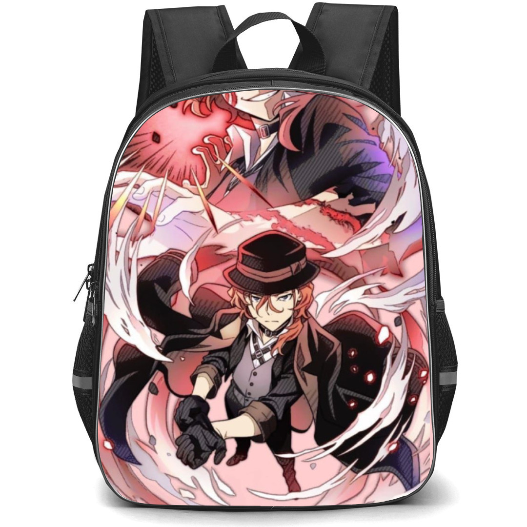 Bungo Stray Dogs Chuya Nakahara Backpack Student Pack - Chuya Nakahara Rage Fierce On Pink Background