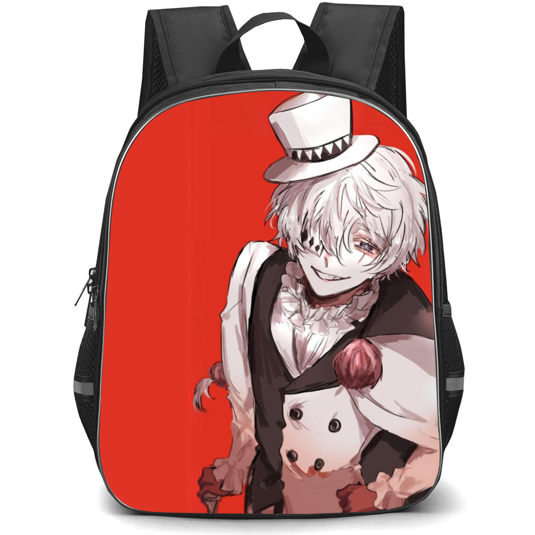 Bungo Stray Dogs Nikolai Gogol Backpack Student Pack - Nikolai Gogol Smirk Portrait On Red Background