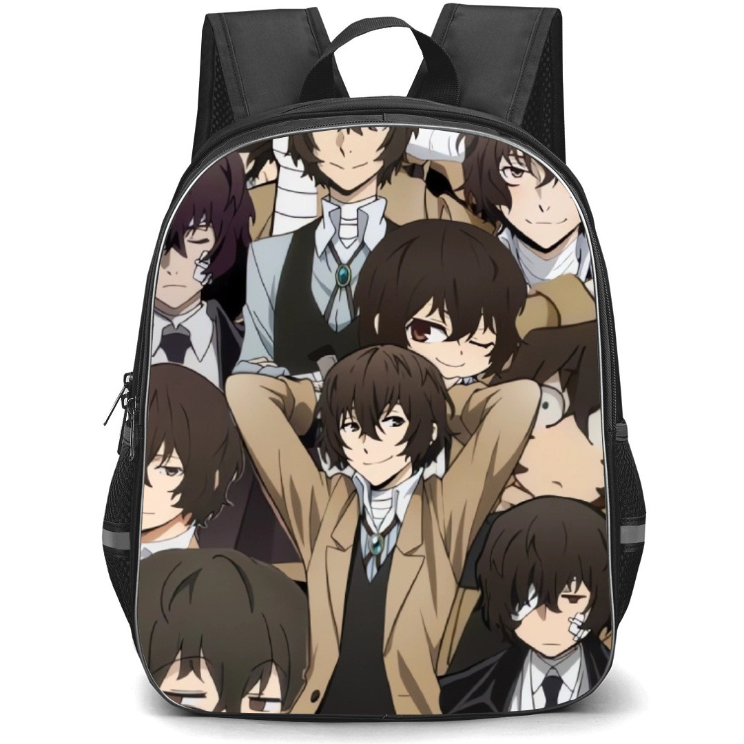 Bungo Stray Dogs Osamu Dazai Backpack Student Pack - Osamu Dazai Smirk Face Collage