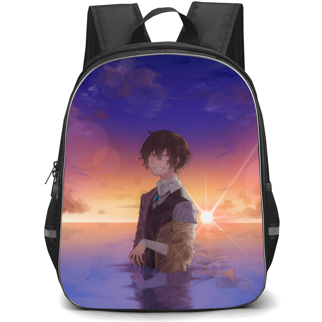Bungo Stray Dogs Osamu Dazai Backpack Student Pack - Osamu Dazai Wet Sea Portrait On Sunset