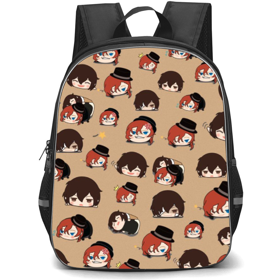 Bungo Stray Dogs Backpack Student Pack - Osamu And Chuya Chibi Art Pattern
