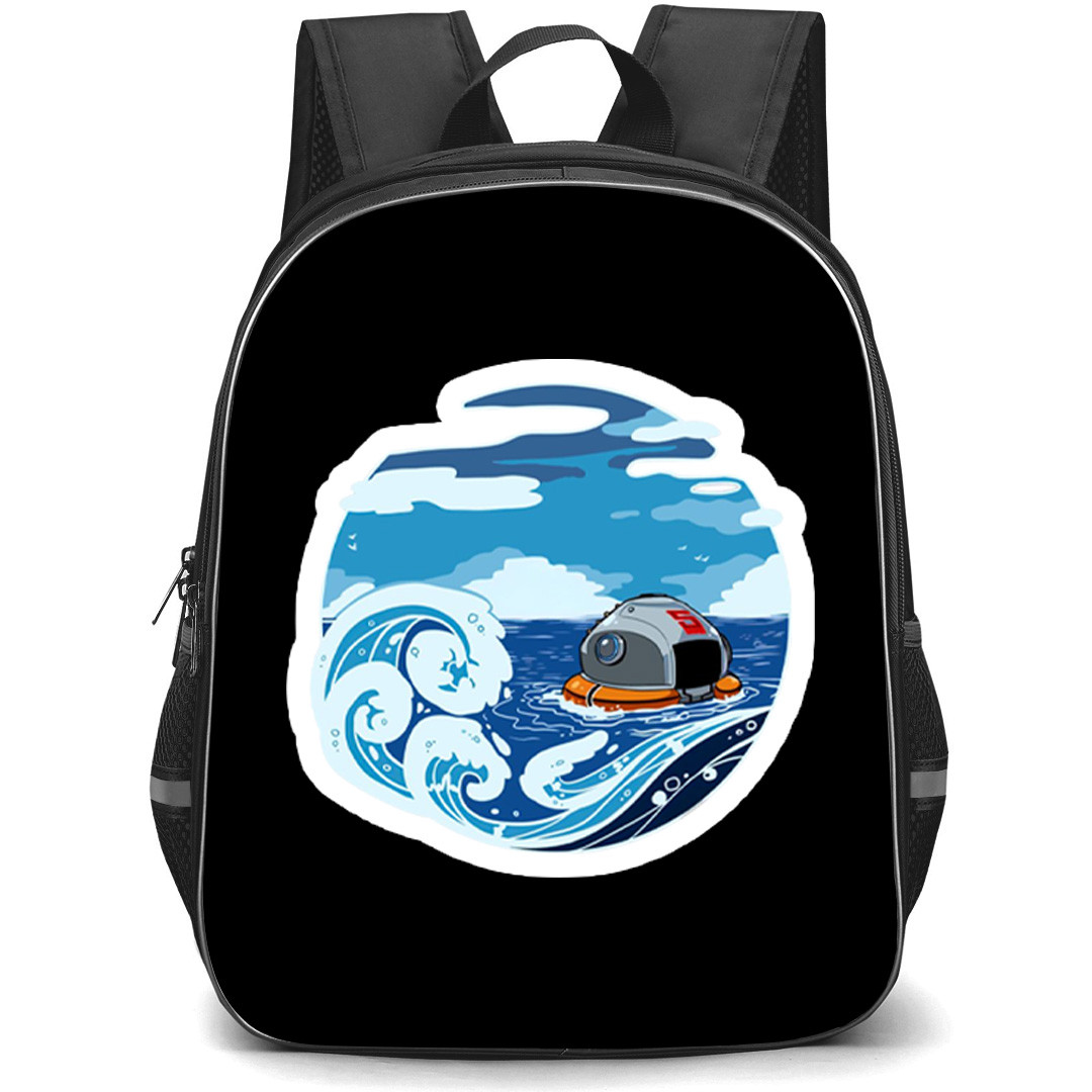 Subnautica Backpack School Bag StudentPack - Subnautica Lifepod Ocean Wave Minimal Sticker