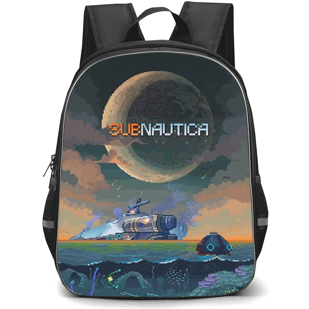 Subnautica Backpack School Bag StudentPack - Subnautica Pixel Art Ocean Base Retro Underwater Planet Game Poster