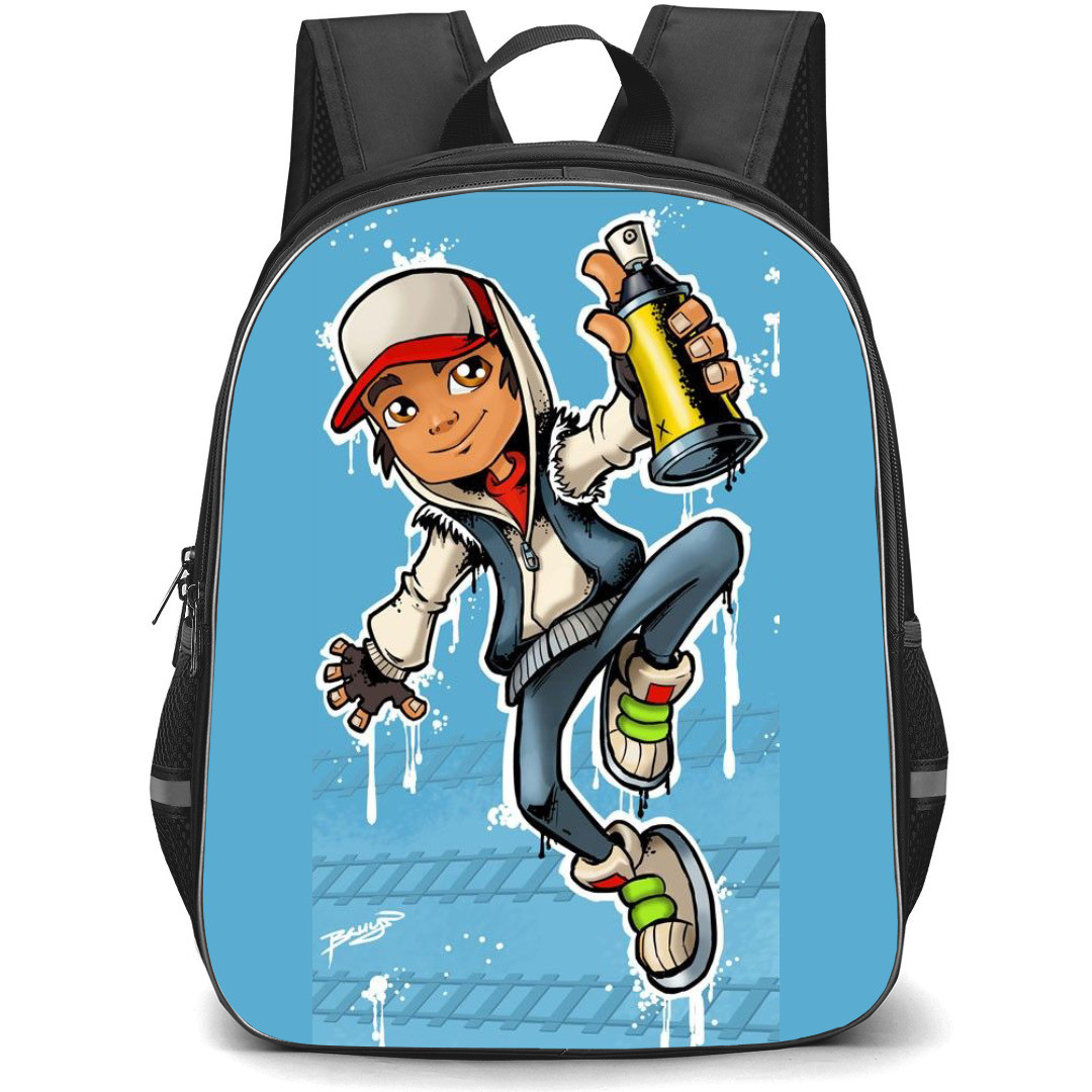 Subway Surfers Jake Backpack StudentPack - Subway Surfers Jake Jumping On Blue Background