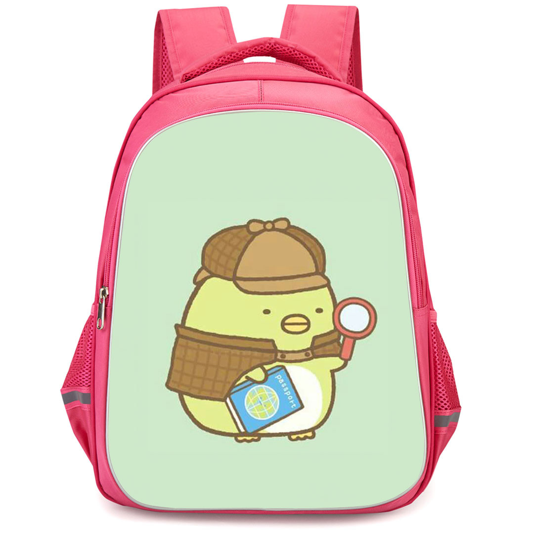 Sumikko Gurashi Penguin Backpack StudentPack - Penguin Traveling Green Background