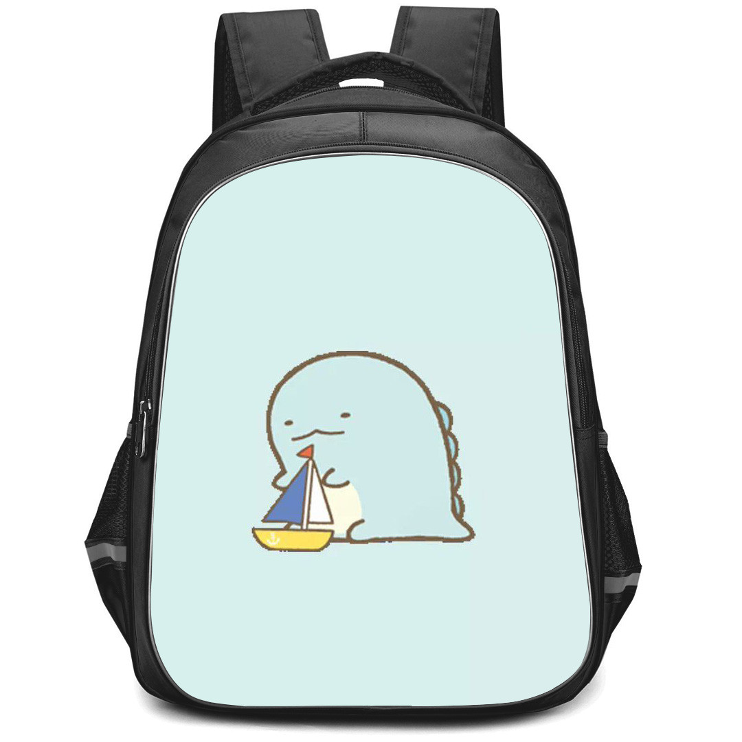 Sumikko Gurashi Tokage Backpack StudentPack - Tokage Playing With Boat Blue Background